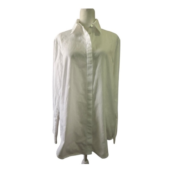 The Row White Cotton button up Shirt Size 8 Elongated Cuff - Picture 2 of 14